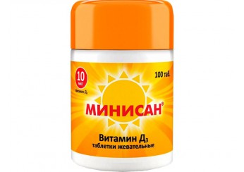 Минисан Витамин Д3 таблетки 10мкг/120мг 400МЕ 100 штук (жевательные)