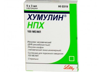 Хумулин НПХ суспензия 100 МЕ/мл 5 картриджей по 3 мл (для инъекций)