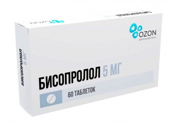 Бисопролол таблетки 5 мг 60 штук (покрытые оболочкой)