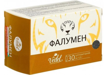 фото упаковки фалумен суппозитории 30 штук по 1 г (для ректального введения)